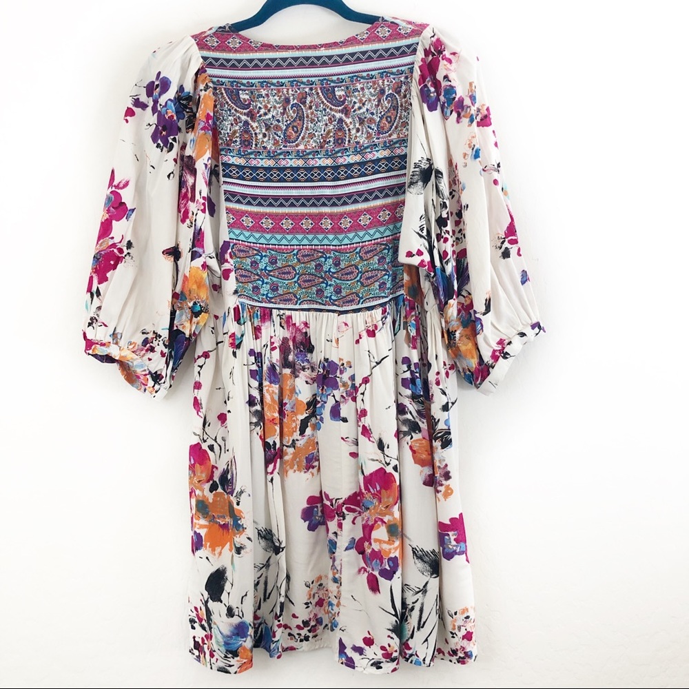 Umgee Bohemian Floral Print Babydoll Tunic Dress size Small - Picture 11 of 11